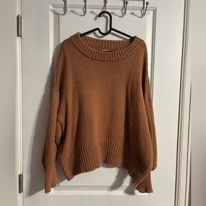 MATE the Label Cozy Crewneck Sweater in Rust Brown
